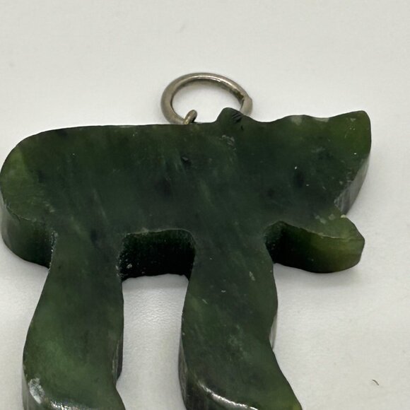Green Slag Glass Judaica Chai Symbol Pendant With Silve-tone Loop - Picture 12 of 13